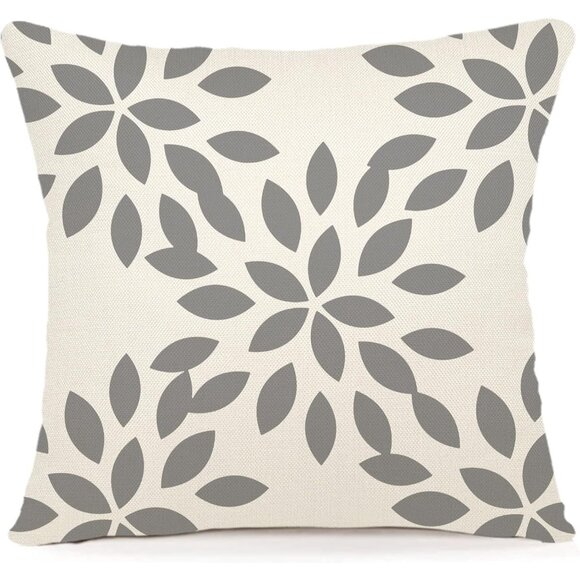 Modern Gray Sofa Pillow Cover Decorative Home Outdoor Linen Fabric Set of 4 - Picture 3 of 8